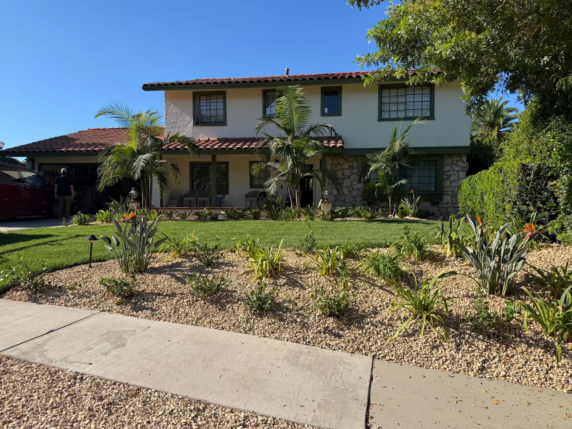 New drought-tolerant front-yard landscape and lawn at a Rancho Palos Verdes home
